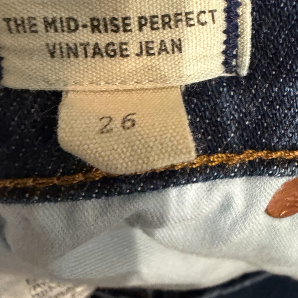Madewell Mid Rise Perfect Vintage Jeans 26 Dark Indigo Magic Pockets - Picture 6 of 8